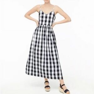 J Crew Navy Gingham Maxi Dress - 12